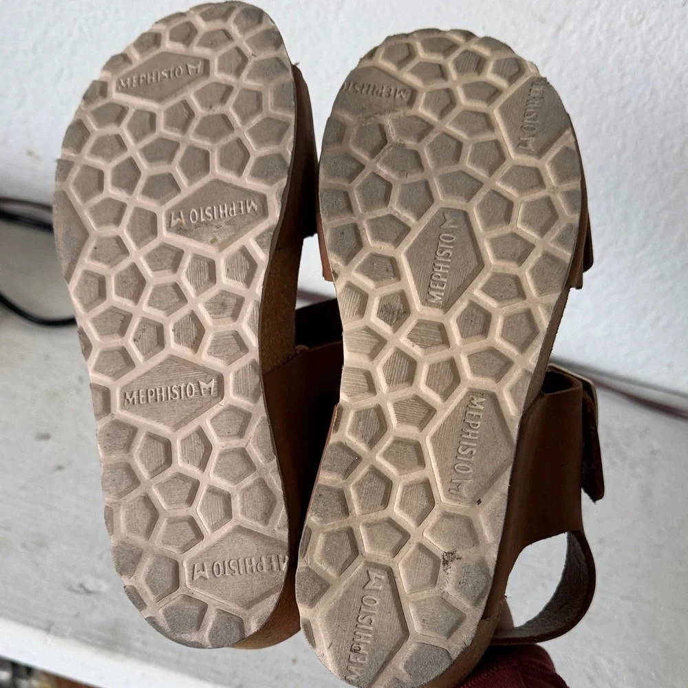 Mephisto Tan Leather Buckle Sandals - Picture 4 of 5